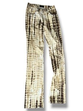 Vtg y2k Marciano Neutral Tie-Dye bootcut Pants Taupe Cream reptile size 25”